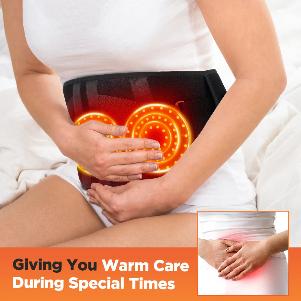 Heating Vibration Massager Belt with Red Light Hot Compress for Waist and Back Support