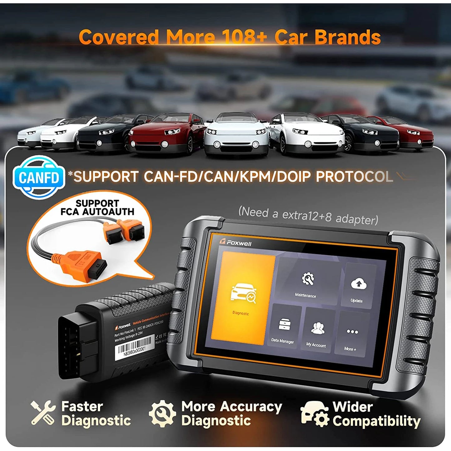 Foxwell NT809BT OBD2 Bluetooth Car Diagnostic Tool All Systems Bi-Directional Scanner