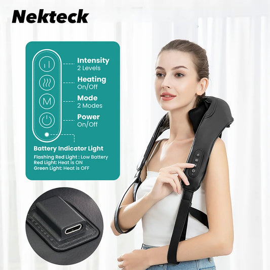 Nekteck Wireless Neck and Back Massager for Relaxation and Comfort at Home