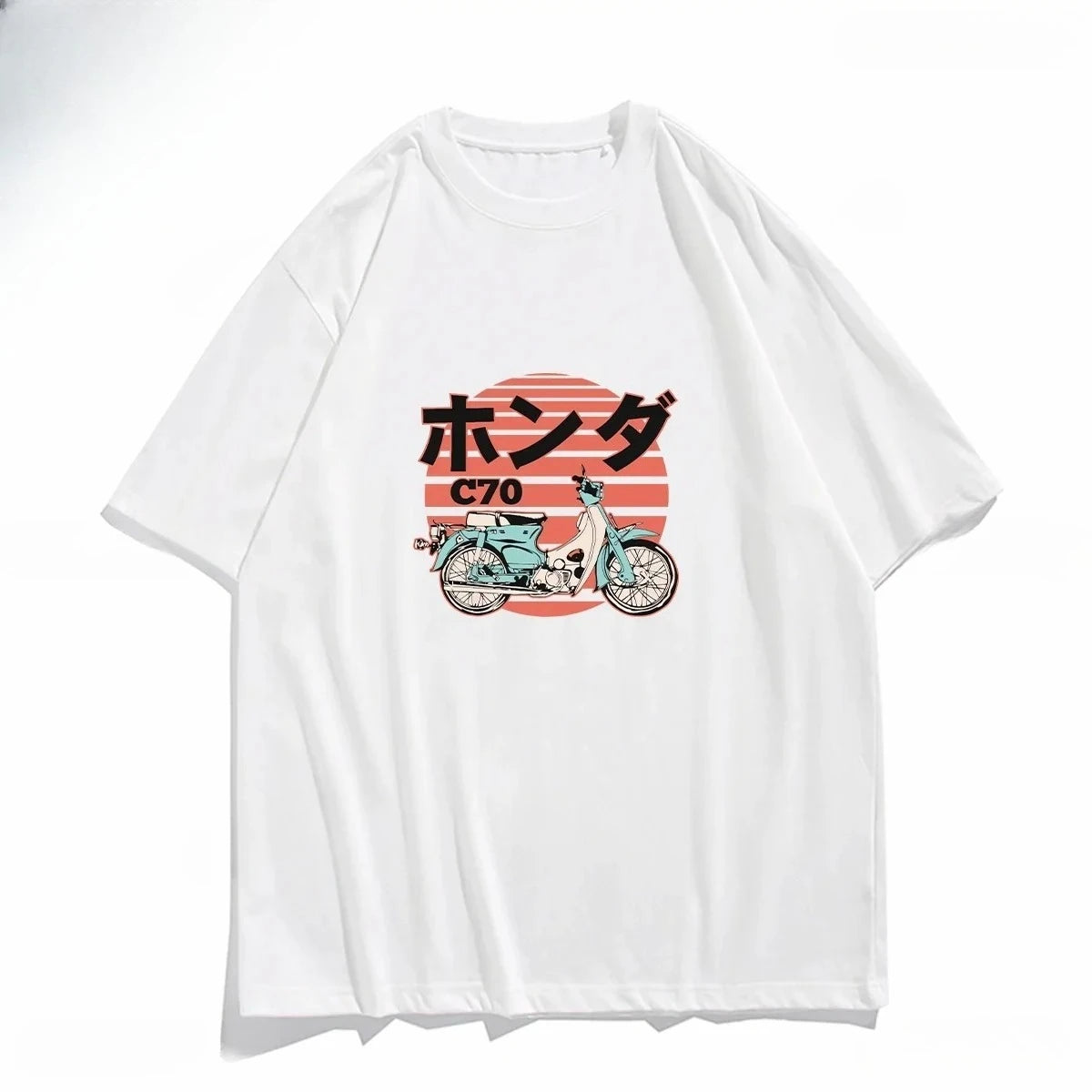 Vintage Japanese Motorcycle Graphic T-Shirt Women's Fashion Harajuku Y2K Summer Top